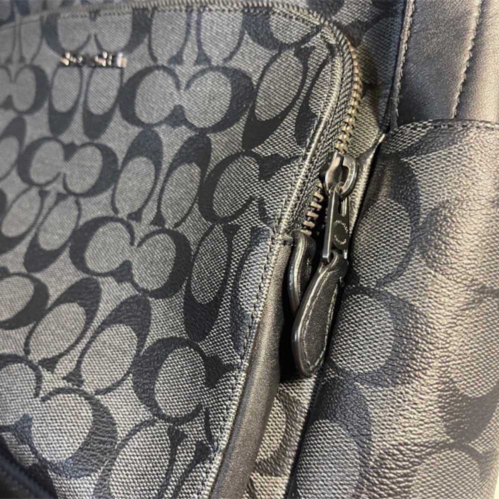 Coach ๐๐๐ Black Signature Canvas Backpack with Leather Trim NEW - Picture 7 of 16